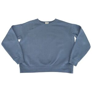 Pact Organic Cotton Crew Neck Boxy Cropped Sweatshirt Pullover Blue Comfy Size M